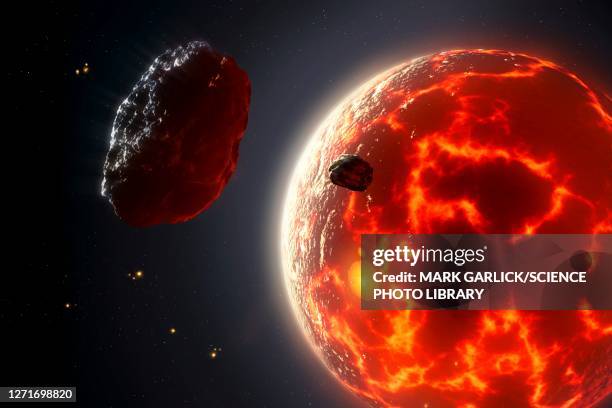 artwork of a molten exoplanet - sheffield stock illustrations