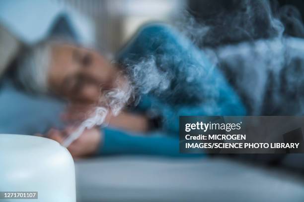 air humidifier in bedroom - air quality stock pictures, royalty-free photos & images