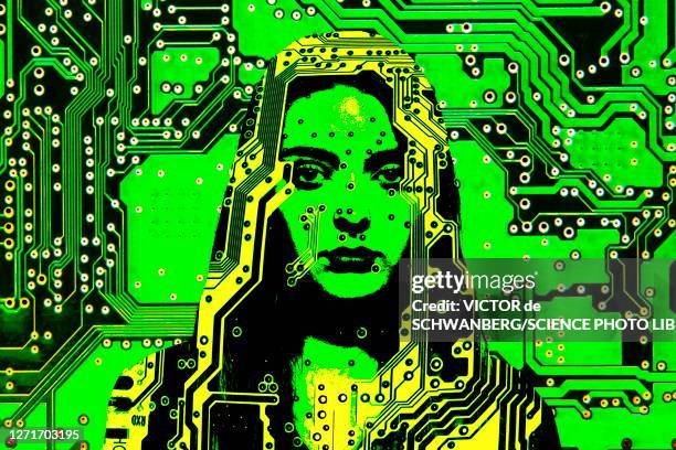 artificial intelligence, conceptual image - human collage stock illustrations