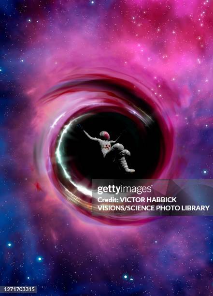 astronaut falling into black hole, conceptual illustration - vortex stock illustrations