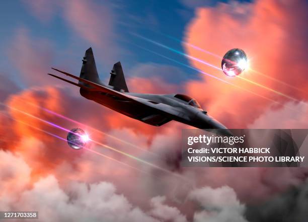 illustrations, cliparts, dessins animés et icônes de ufos and fighter jet, illustration - avion de chasse