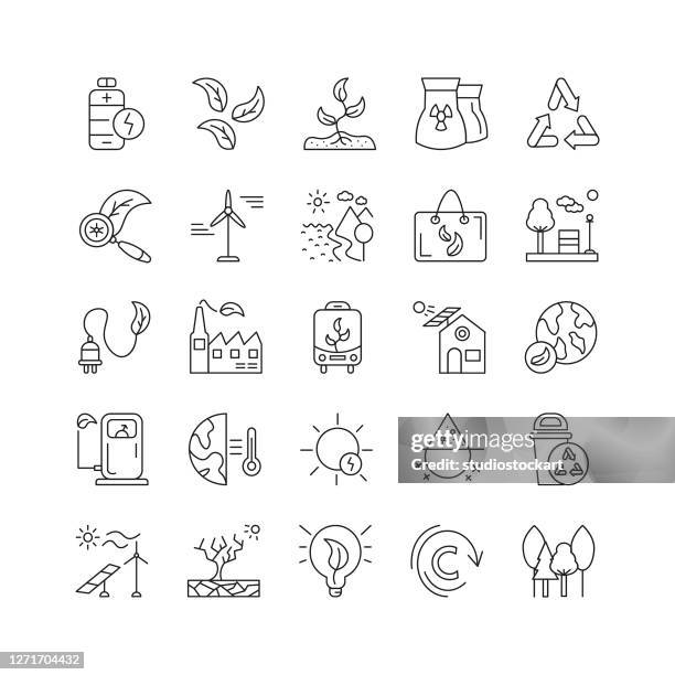 global warming icon set - nuclear plant stock-grafiken, -clipart, -cartoons und -symbole