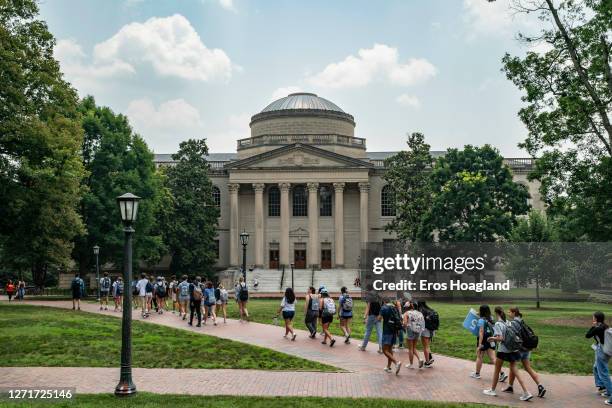 People walk on the campus of the University of North Carolina Chapel Hill on June 29, 2023 in Chapel Hill, North Carolina. The U.S. Supreme Court...