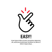 Easy sign. Hand gesture, finger snap. Finger snapping. Vector on isolated white background. EPS 10