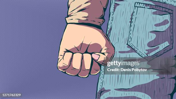 hand-drawn vector illustration - clenched fist. - riot icon stock illustrations