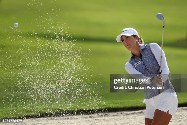 Jaye Marie Green of the United States chips in from the 11th bunker for eagle during the first round of the ANA Inspiration on the Dinah Shore course...