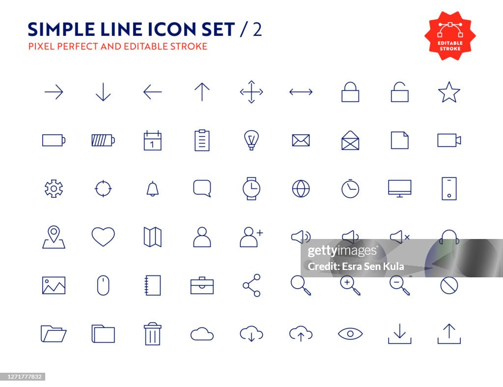 Simple Line Icon Set Pixel Perfect and Editable Stroke