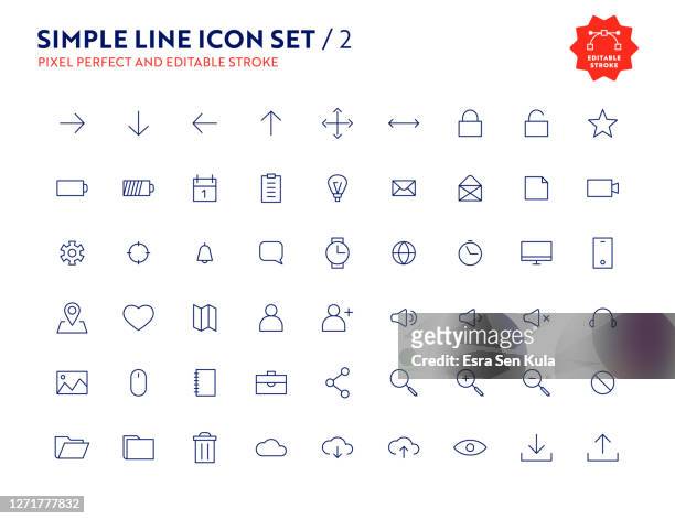 simple line icon set pixel perfect and editable stroke - thin stock illustrations