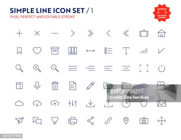 einfache linie icon set pixel perfekt und editierbarstrich - internetseite stock-grafiken, -clipart, -cartoons und -symbole