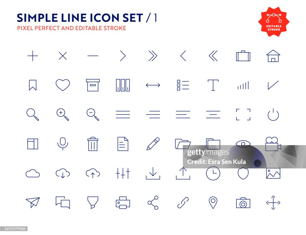 Eenvoudige lijnpictogram set Pixel perfecte en bewerkbare lijn