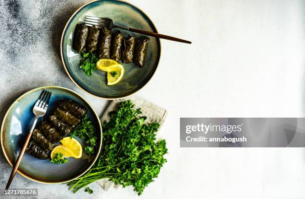 two servings of a traditional georgian tolma dish - ドルマデス ストックフォトと画像