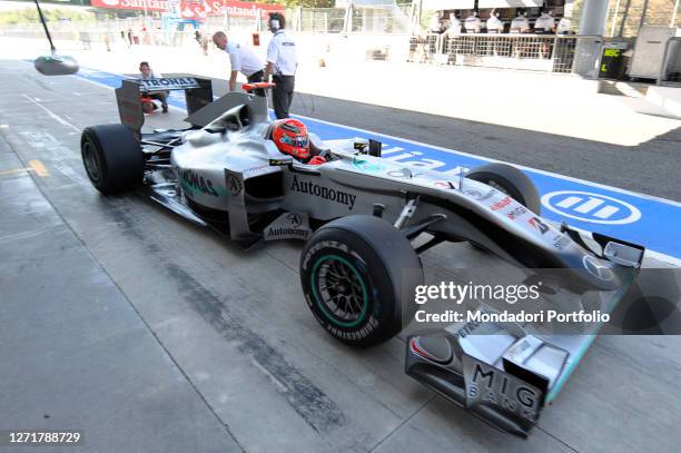 German mercedes driver Michael Schumacher during the Monza grand prix. Monza , September 12th, 2010