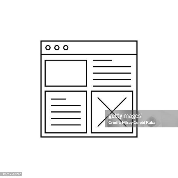 wireframes line icon - website wireframes stock illustrations