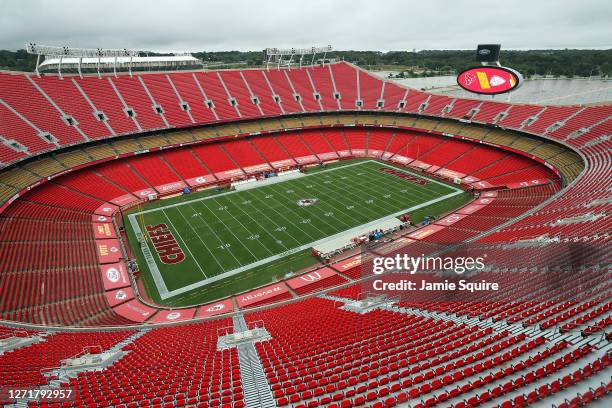 General view of the empty stadium prior to the game between the Houston Texans and the Kansas City Chiefs at Arrowhead Stadium on September 10, 2020...