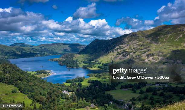 scenic view of lake and mountains against sky, ambleside, united kingdom - ambleside the lake district imagens e fotografias de stock