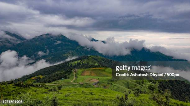 scenic view of mountains against sky, mussoorie, india - mussoorie stock pictures, royalty-free photos & images