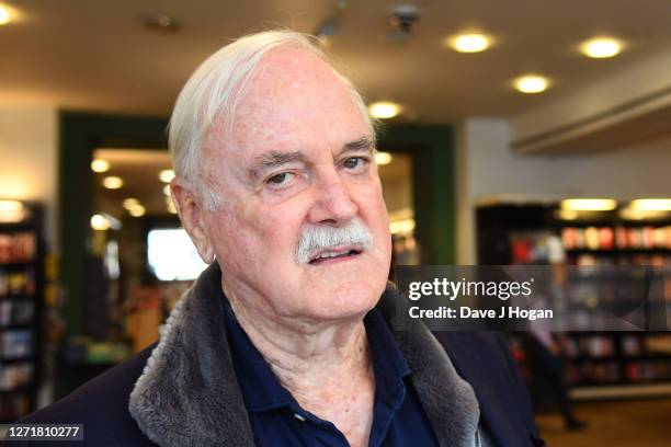 John Cleese during a book signing at Waterstones Piccadilly to promote his book "Creativity: A Short and Cheerful Guide" on September 10, 2020 in...