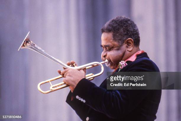Dizzy Gillespie performs during the Berkeley Jazz Festival at the Greek Theatre in Berkeley, California on May 27, 1979.
