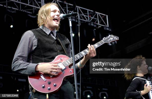 Win Butler of Arcade Fire performs during KROQ's Inland Invasion 5 at Hyundai Pavilion on September 17, 2005 in Glen Helen, California.