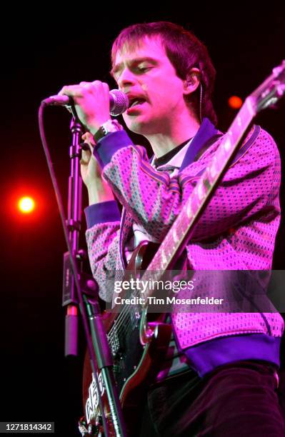 Rivers Cuomo of Weezer performs during KROQ's Inland Invasion 5 at Hyundai Pavilion on September 17, 2005 in Glen Helen, California.