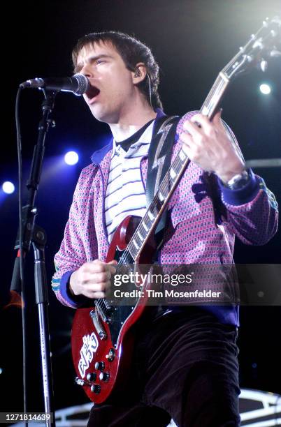 Rivers Cuomo of Weezer performs during KROQ's Inland Invasion 5 at Hyundai Pavilion on September 17, 2005 in Glen Helen, California.
