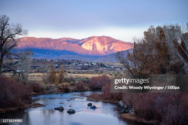 scenic view of river by mountains against sky, carson city, united states - carson city stock pictures, royalty-free photos & images