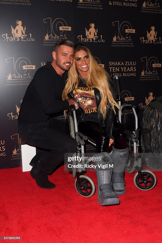Carl Woods and Katie Price seen at Shaka Zulu's 10th anniversary