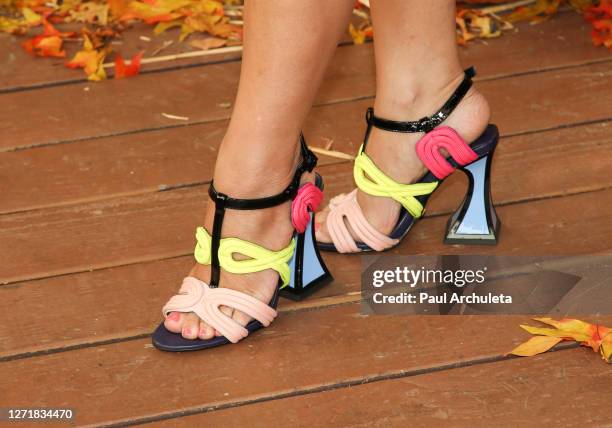 Actress Danica McKellar ,shoe detail, visits Hallmark Channel's "Home & Family" at Universal Studios Hollywood on September 10, 2020 in Universal...