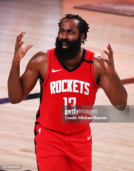 Harden Rockets James Harden of the Houston Rockets reacts during the second quarter ...