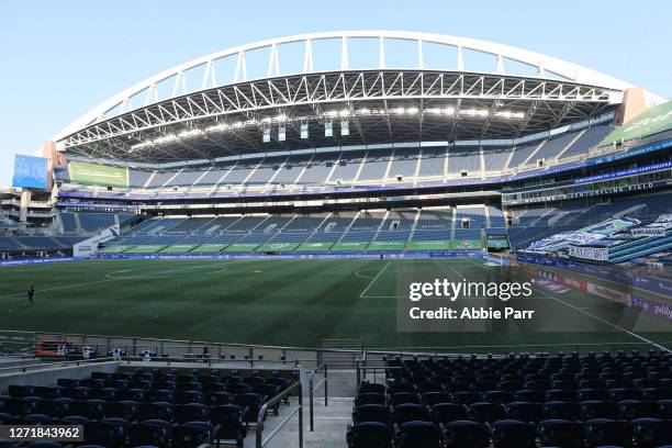 General view of CenturyLink Field before a game between the Seattle Sounders and San Jose Earthquakes on September 10, 2020 in Seattle, Washington.