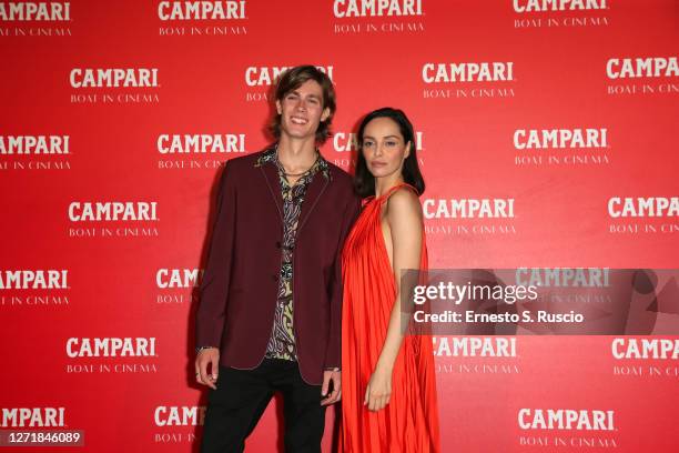 Andrea Pittorino and Elena Cucci are seen at Campari Boat Cinema “Giorgio” screening during 77 Venice Film Festival on September 10, 2020 in Venice,...