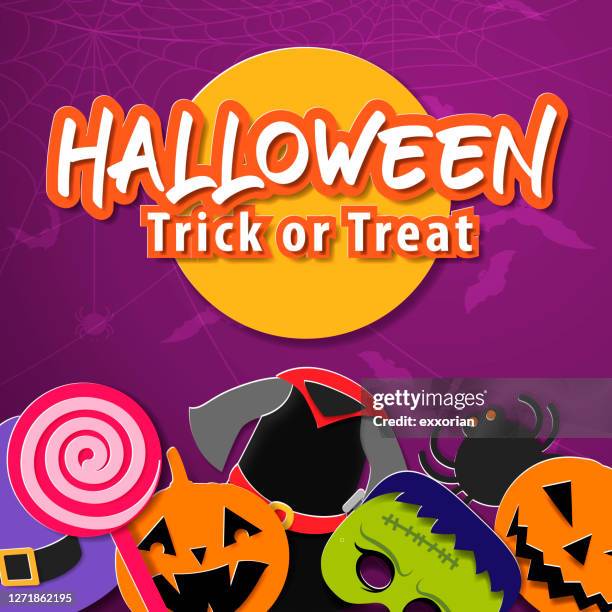 trick or treat shopping list - halloween font stock illustrations