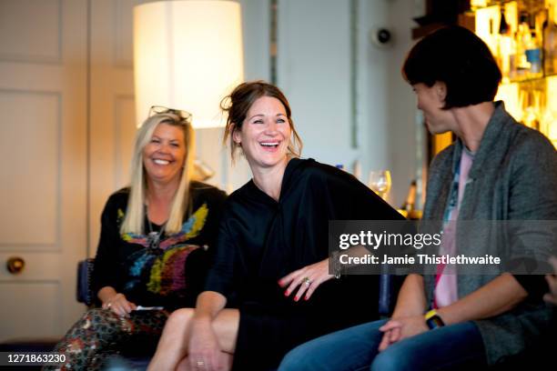 Patricia Potter, Heather Peace and Jacquie Lawrence on the Cast and Crew panel during the "Henpire" podcast launch event at Langham Hotel on...