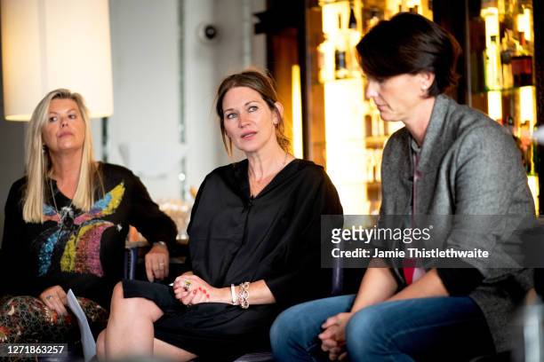 Patricia Potter, Heather Peace and Jacquie Lawrence on the Cast and Crew panel during the "Henpire" podcast launch event at Langham Hotel on...