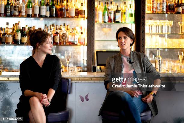 Heather Peace and Patricia Potter on the Cast and Crew panel during "Henpire" podcast launch event at Langham Hotel on September 10, 2020 in London,...
