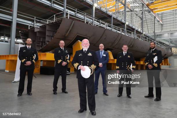Ainsley Morthorpe poses during a keel laying ceremony for the first Offshore Patrol Vessel 'Pilbara' on September 11, 2020 in Perth, Australia. The...