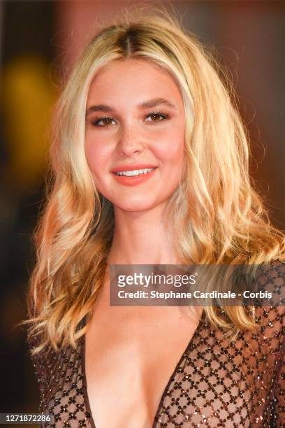 Actress Isabel May walks the red carpet ahead of the movie "Run Hide Fight" at the 77th Venice Film Festival on September 10, 2020 in Venice, Italy.