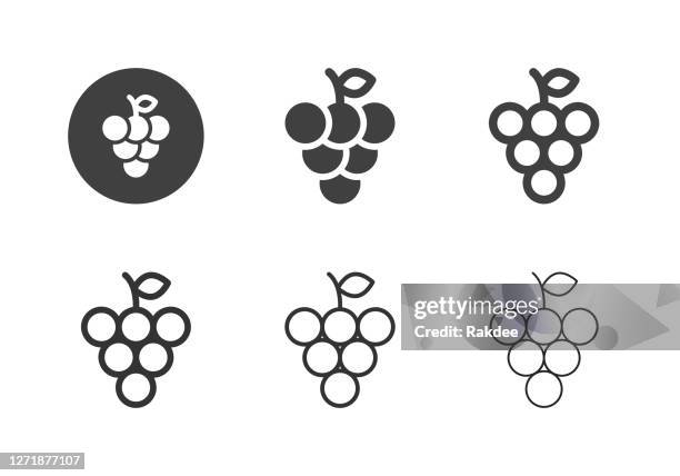stockillustraties, clipart, cartoons en iconen met druif iconen - multi-serie - druiven