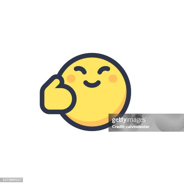emoticon cute flat design - vector thumbs up stock illustrations