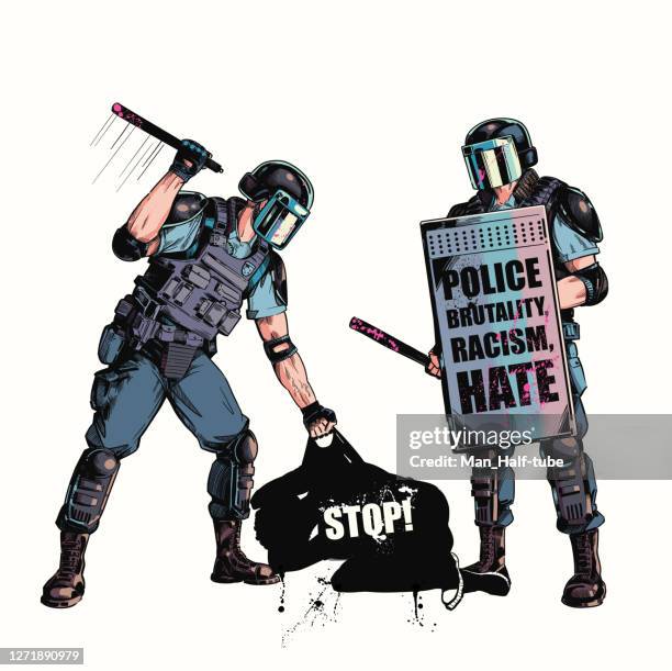 police brutality - special forces stock illustrations