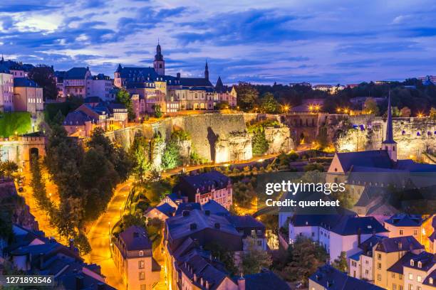 luxembourg at sunset - kirchberg luxembourg stock pictures, royalty-free photos & images