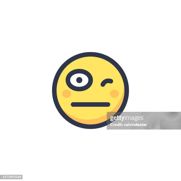 emoticon cute flat design - thinking face white background stock illustrations