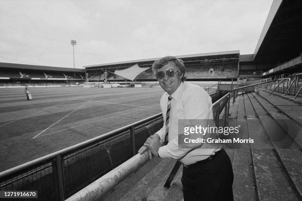 English football manager Alan Mullery at a football ground, 20th June 1985.