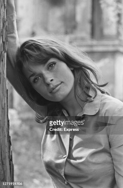 Austrian actress Senta Berger at the Olympiastadion or Olympic Stadium in Berlin, Germany, where she is filming the spy movie 'The Quiller...
