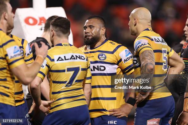 Junior Paulo of the Eels reacts after a Panthers try during the round 18 NRL match between the Penrith Panthers and the Parramatta Eels at Panthers...