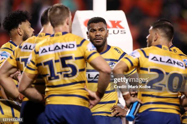 Maika Sivo of the Eels reacts after a Panthers try during the round 18 NRL match between the Penrith Panthers and the Parramatta Eels at Panthers...