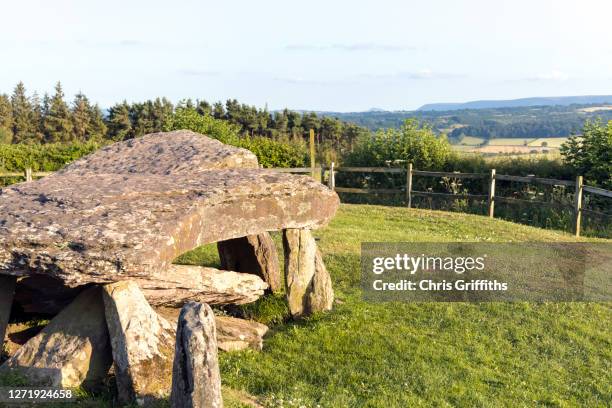 arthur's stone, welsh marches, uk - stone age stockfoto's en -beelden