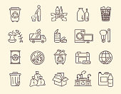 Set of icons for rubbish and waste disposal