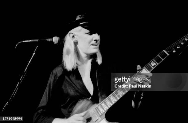 American Blues musician Johnny Winter performs onstage at Harry Hopes, Cary, Illinois, August 25, 1978.