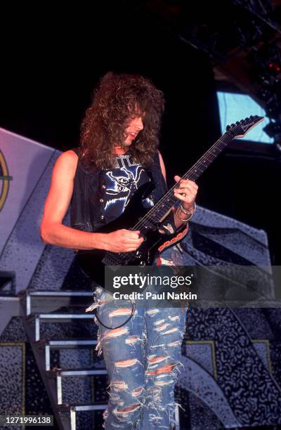 American Rock musician Reb Beach, of the group Winger, performs onstage at the Alpine Valley Music Theater, East Troy, Wisconsin, May 29, 1989.